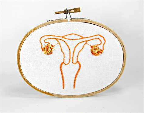 Uterus Anatomy Embroidery Hoop Art Wall Decor in Orange | Flickr