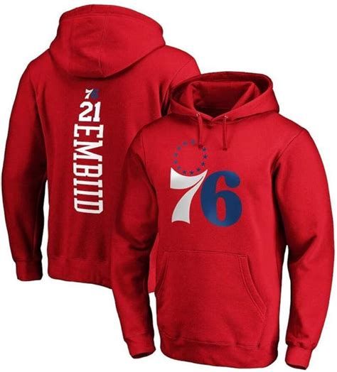 BAIDEFENG NBA Basketball Hoodies 76ers Simmons No. 21/ Embiid No. 25 Pullover Hooded Hoodie ...