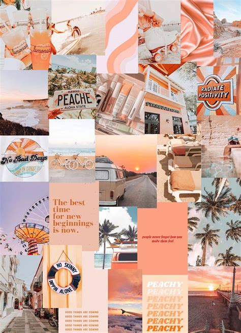 Peach Beach art collage pack. Watercolor iphone, Aesthetic , Aesthetic ...