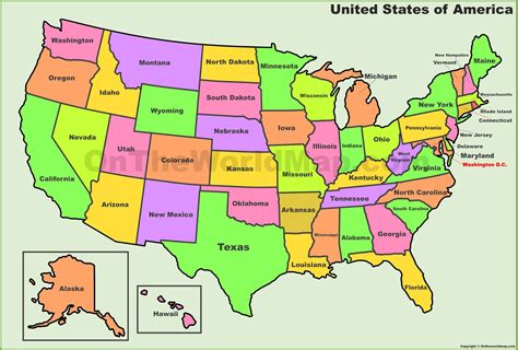USA States Map | List of U.S. States | U.S. Map - Ontheworldmap.com