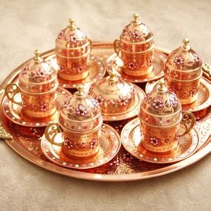 Copper Turkish Coffee Set, Greek Coffee Set, Traditional Ottoman Coffee Set, Handmade Coffee Pot ...