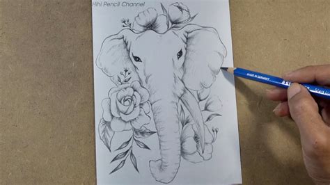 Drawing Elephant with flowers Tattoo Design step by step | Hihi Pencil - YouTube