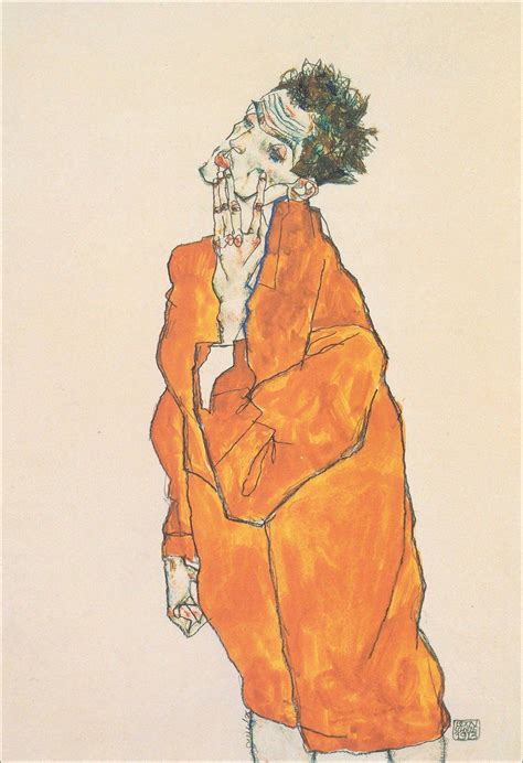 Egon Schiele · Autoritratto con casacca arancione · 1913 · Leopold Museum · Wien | Autoritratti ...