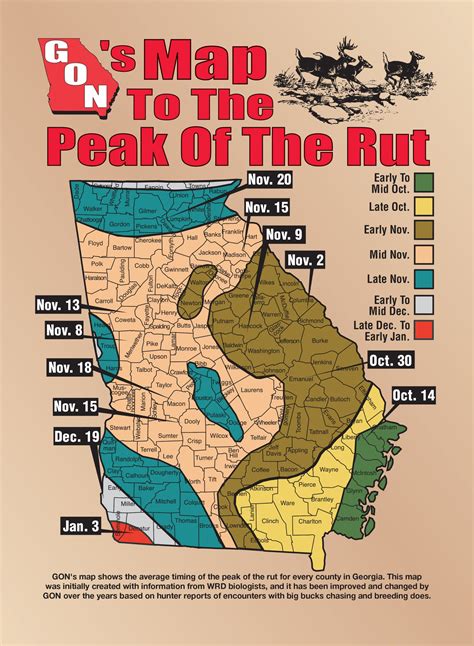 2018 Georgia Rut Map with regard to Deer Rut Calendar 2021 in 2021 ...