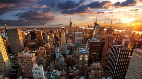 New York Cityscape Sunset UHD 4K Wallpaper | Pixelz