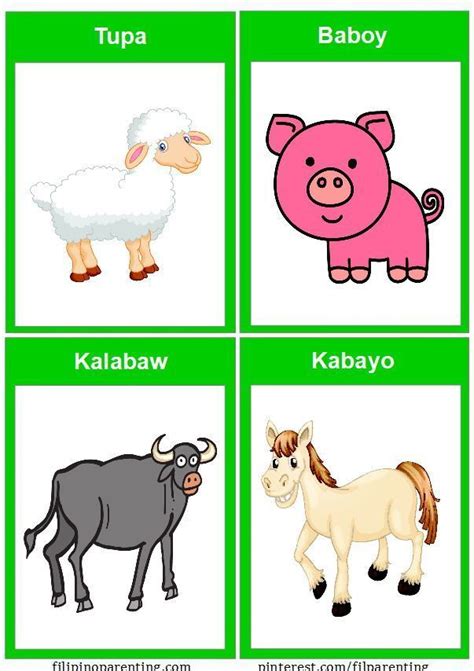 Farm Animals in Tagalog Language | Farm animals, Tagalog, Animals