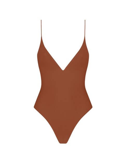 Chocolate Brown Deep V One Piece Swimsuit | Ark Swimwear