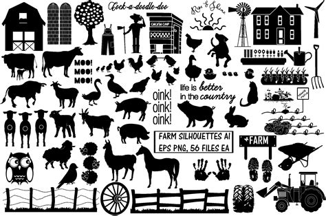 Farm & Animal Silhouettes AI EPS PNG | Animal Illustrations ~ Creative Market