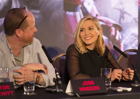 Elizabeth Olsen and Joss Whedon at the Avengers: Age of Ultron UK Press Conference - The ...