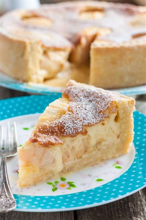 German Apple Custard Cake with Creme Fraiche