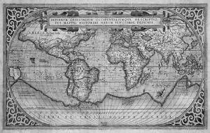 B&W HUGE historic 1589 WORLD MAP OLD ANTIQUE STYLE WALL MAP FINE art print | eBay