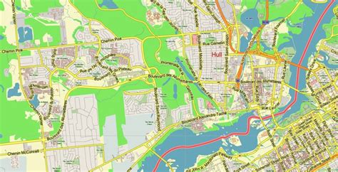 Gatineau Quebec Canada Map Vector City Plan Low Detailed (for small ...