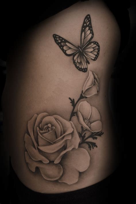 realistic butterfly flower tattoo Google Search Tattoos Pinterest Tatouages, Tatouages - HD ...