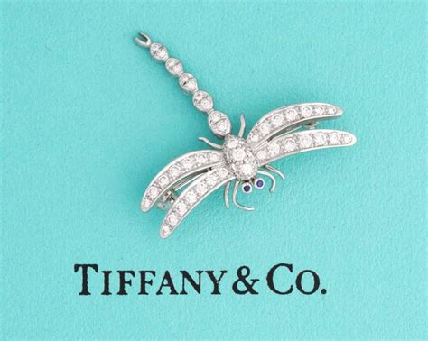 Tiffany and Co 1996 Limited Edition Platinum, Diamond, and Sapphire Dragonfly Pin at 1stDibs ...