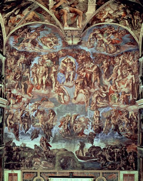 Sistine Chapel, The Last Judgement Mural By Michelangelo Buonarroti ...