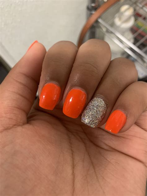 Nail design | Orange nail polish, Neon orange nails, Orange nail designs
