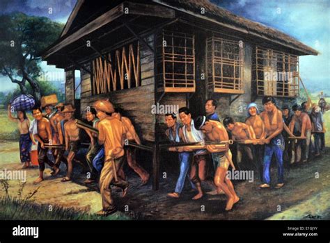 Edward Liao, Bayanihan, 1995. Oil on canvas Stock Photo: 69822255 - Alamy