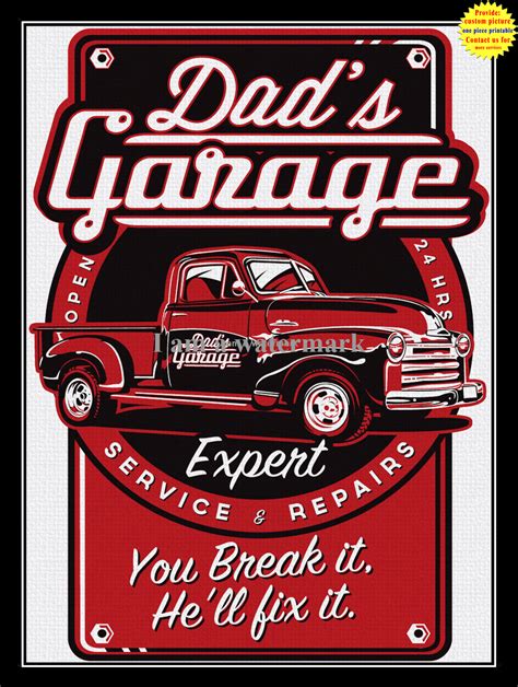 Vintage Metal Tin Sign Dad's Garage Plate Decor Plaque Art Wall Poster 7.8*11.8" | eBay