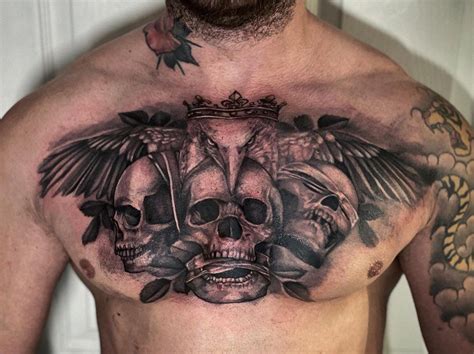 22 Unique Skull On Chest Tattoo – Best Skull Tattoos - Psycho Tats