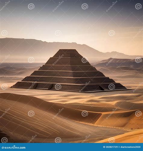 An Ancient Babylonian Ziggurat Towering Over the Desert Landscape2 ...