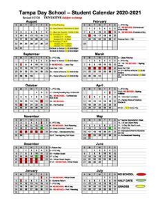 Student Calendar - Tampa Day School