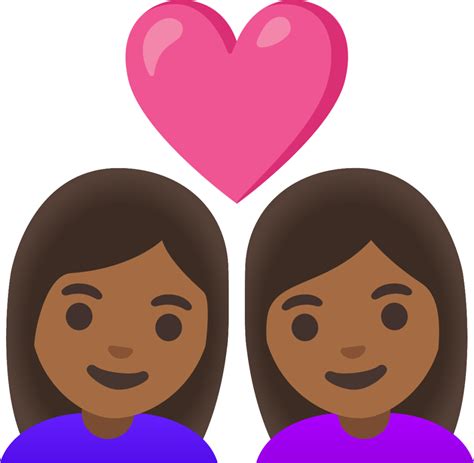 "couple with heart: woman, woman, medium-dark skin tone" Emoji ...