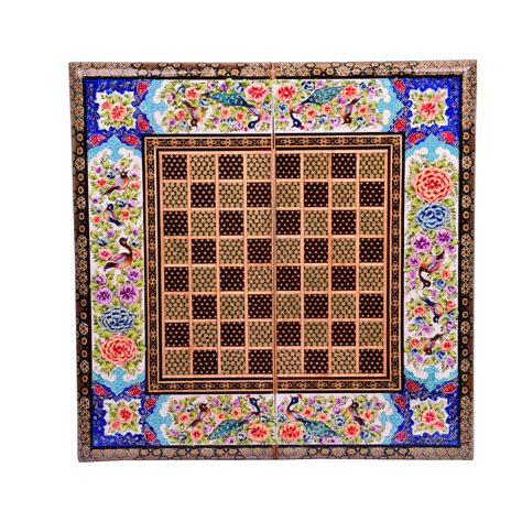 Persian Marquetry Khatam Kari Chess & Backgammon Board, Birds Design - Shop Iran Art