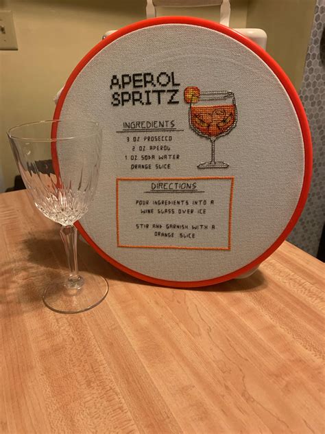 Aperol Spritz Cocktail Recipe Cross Stitch Pattern Digital | Etsy