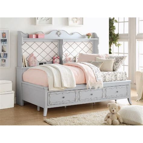 Full Daybed Bed Frame for Girls, Wood Full Daybed with Bookcase and 3 Storage Drawers for Kids ...