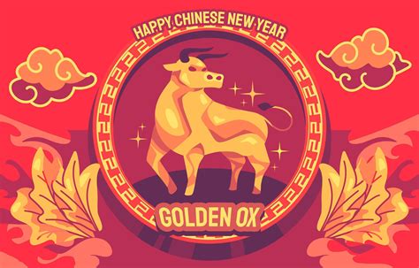 Golden Ox Year Illustration 1871830 Vector Art at Vecteezy