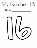 My Number 16 Coloring Page  Twisty Noodle sketch template