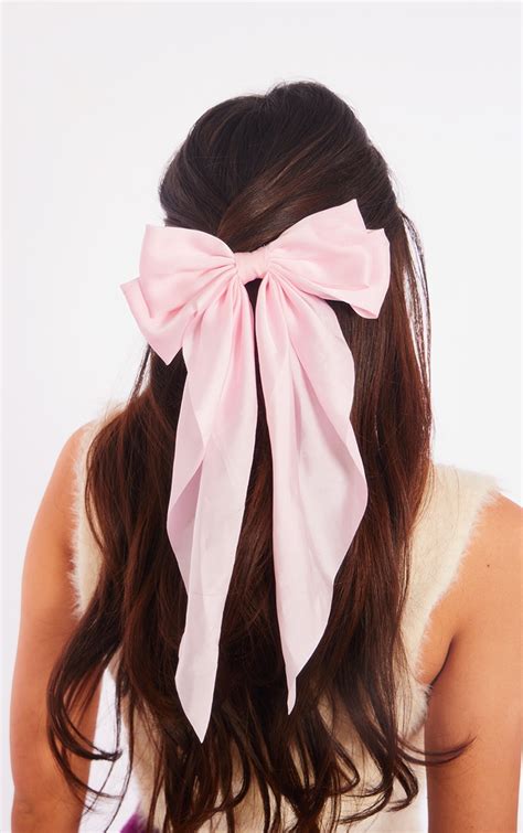 Pink Large Satin Bow Hair Clip | PrettyLittleThing CA