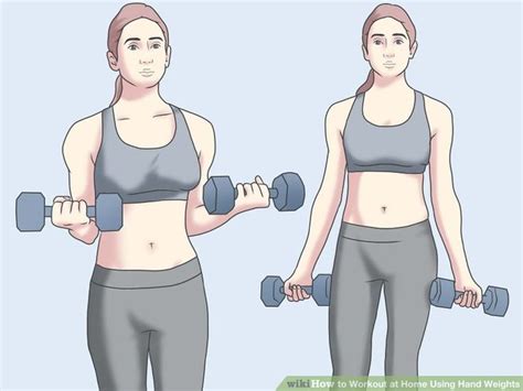 9 Ways to Work Out at Home Using Hand Weights - wikiHow | Hand weight ...