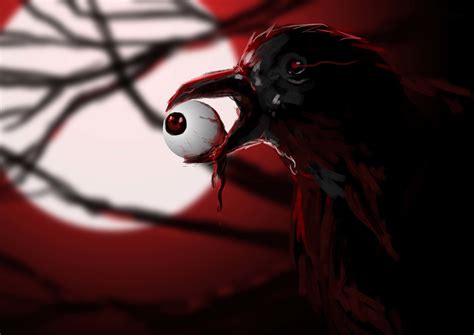 Download Scary Blood Eyeball Bird Raven Dark Creepy HD Wallpaper