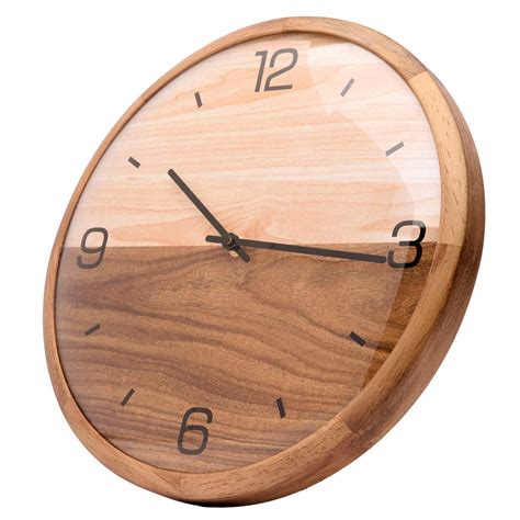 Buy DriiniAnalog Dome Glass Wall Clock (12") - Pine Wood Frame with Two ...