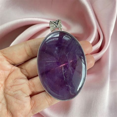 Amethyst Pendant With Silver Chain Necklace 925 Sterling Silver Pendant ...