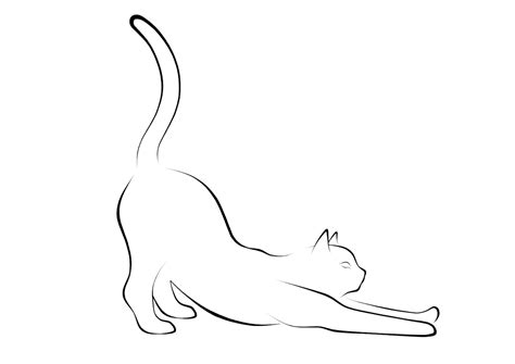 Z0014 - Stretching cat - stickers.okunex.pl | Cat stretching, Cat sketch, Line tattoos