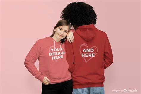 Woman And Man Hugging Hoodie Mockup PSD Editable Template
