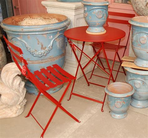 Poppy red french bistro table and chairs Fire Pit Furniture, Outdoor Garden Furniture, Patio ...