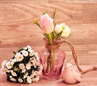 bouquet, tulips, still life, vase, colorful, tablecloth, flowers ...
