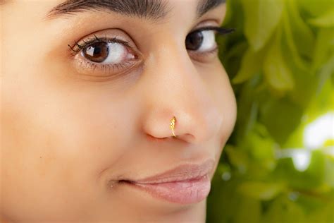 Beaded Gold Fake Nose Piercing Ring 24G - Jolliz