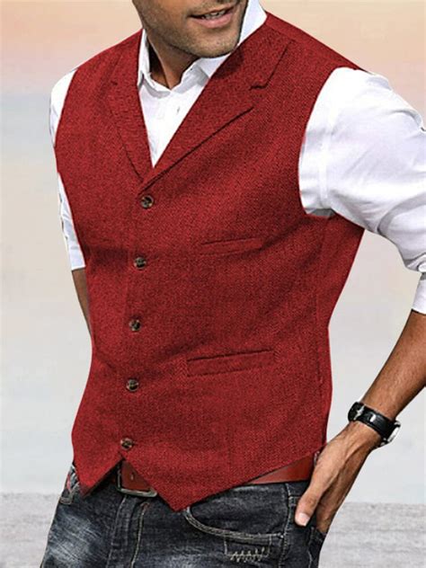 Herringbone Tweed Suit Vest - Casual & Business Style, Daily & Office ...
