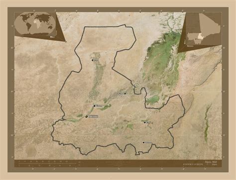 Segou, Mali. Low-res Satellite. Labelled Points of Cities Stock ...