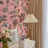 Custom Mural Modern Pink Black White Floral Wallpaper | BVM Home
