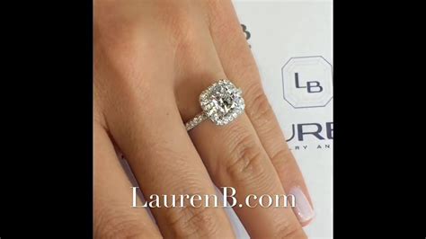 2 carat Cushion Cut Diamond Halo Engagement ring - YouTube