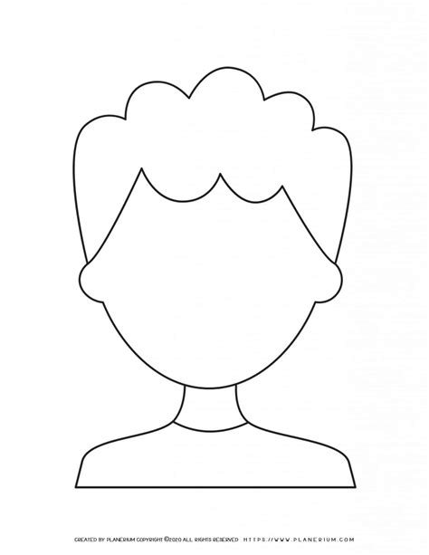 Boy Face Template - Curly Hair | Blank Template for Drawing and Coloring
