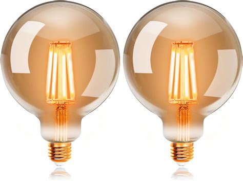 Sarveeta Edison Vintage Glühbirne E27, G80 Retro LED Filament Lampe 6W，600LM，2800K Warmweiß，2 ...