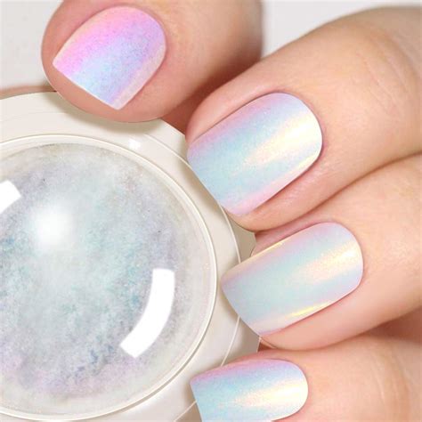 Buy PrettyDiva Mermaid Chrome Nail Powder - White Unicorn Chrome Nails Powder Aurora Iridescent ...