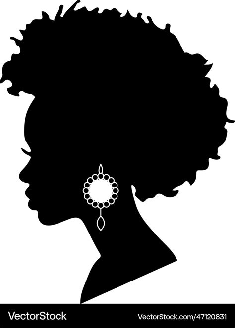 Profile silhouette cameo of beautiful black woman Vector Image