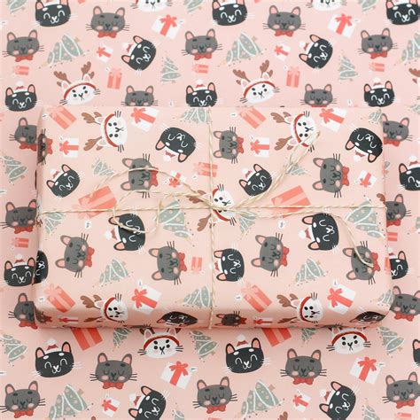 Cat Christmas wrapping - Large wrapping paper sheets - Cat faces and f – My Sweet Paper Card